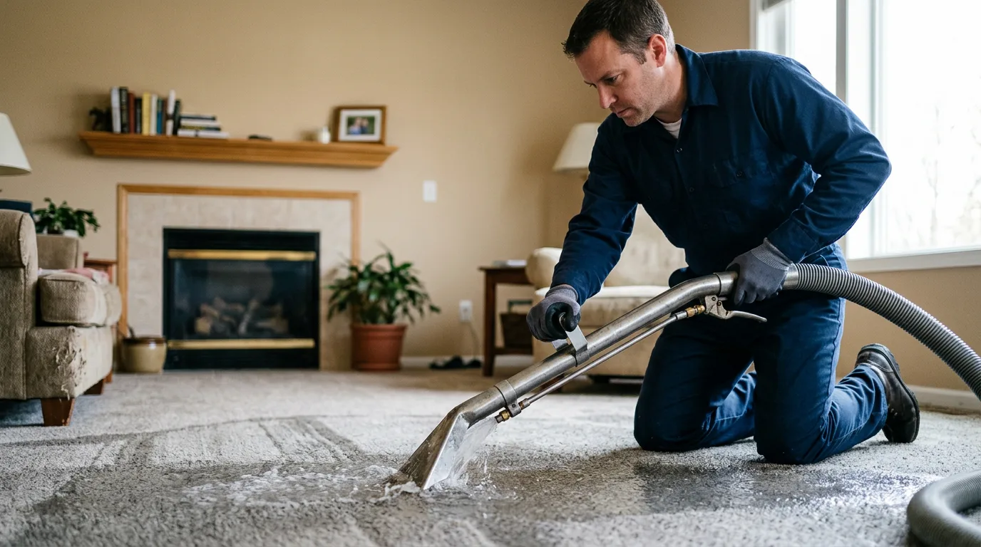 Water damage restoration technician working near Glenwood, IL
